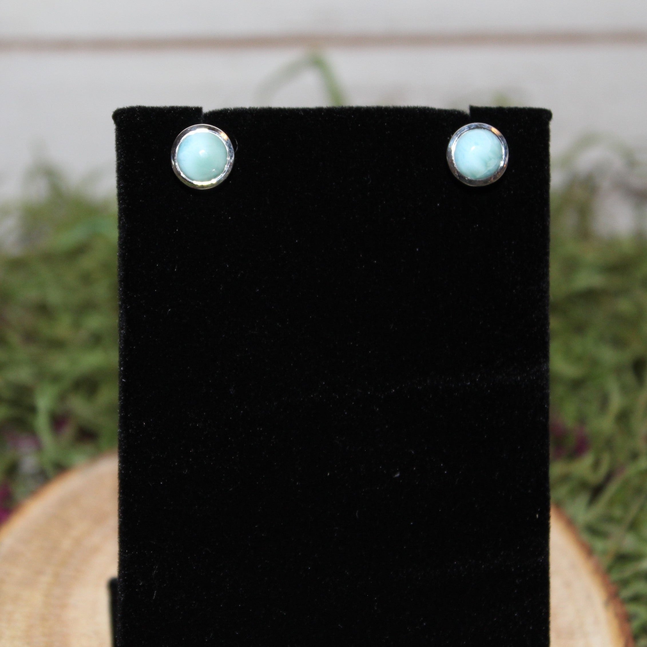 Larimar Sterling Silver Stud Earrings