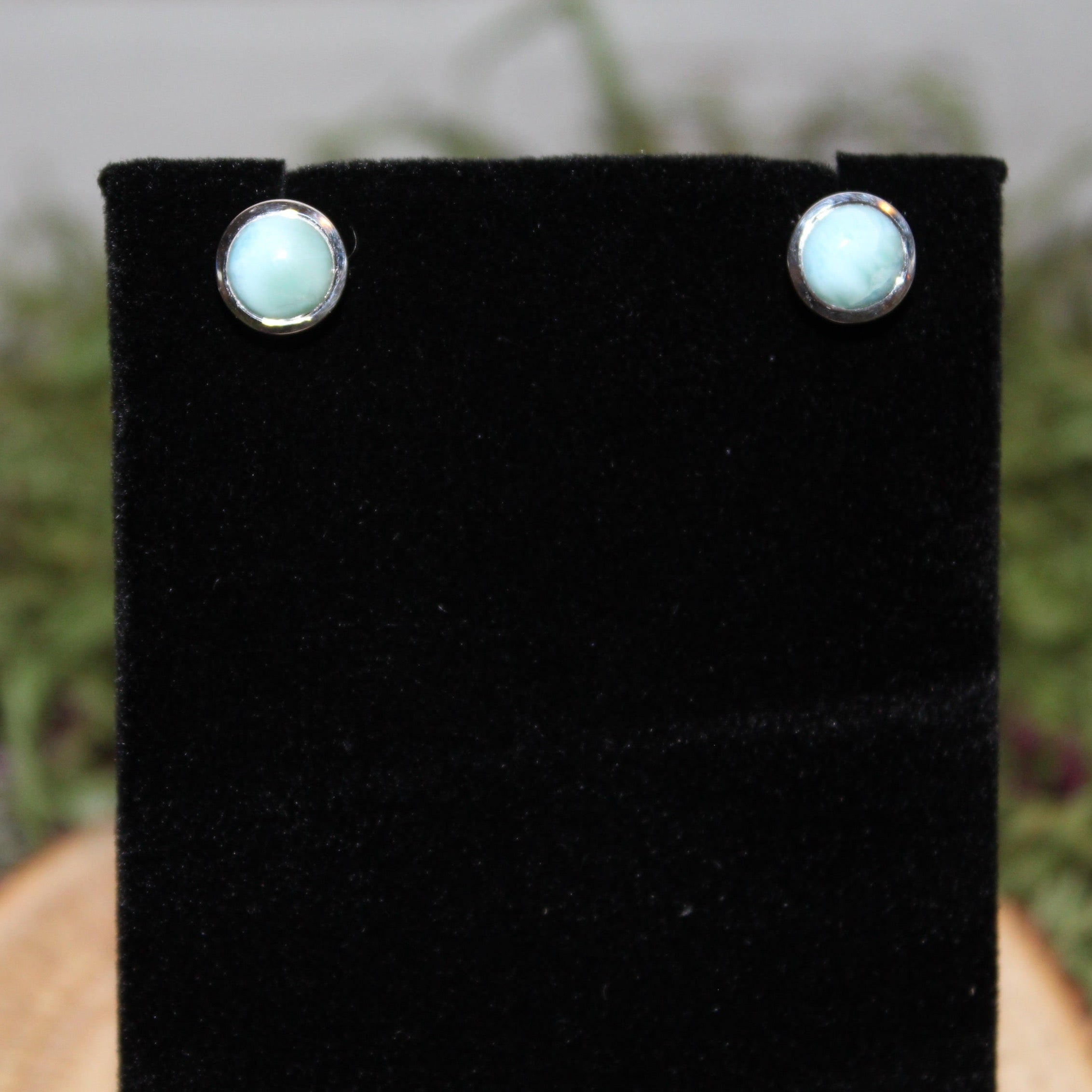 Larimar Sterling Silver Stud Earrings