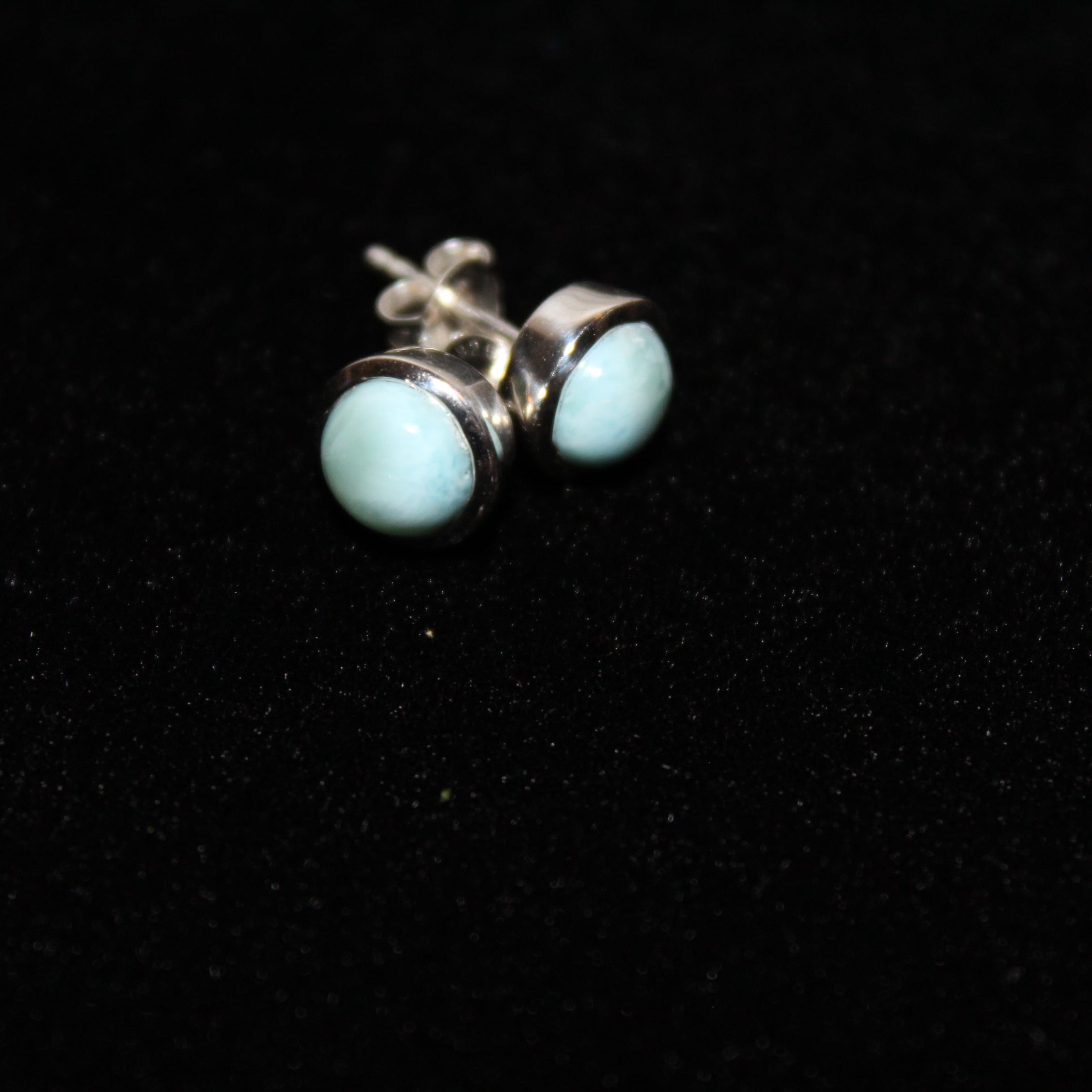 Larimar Sterling Silver Stud Earrings