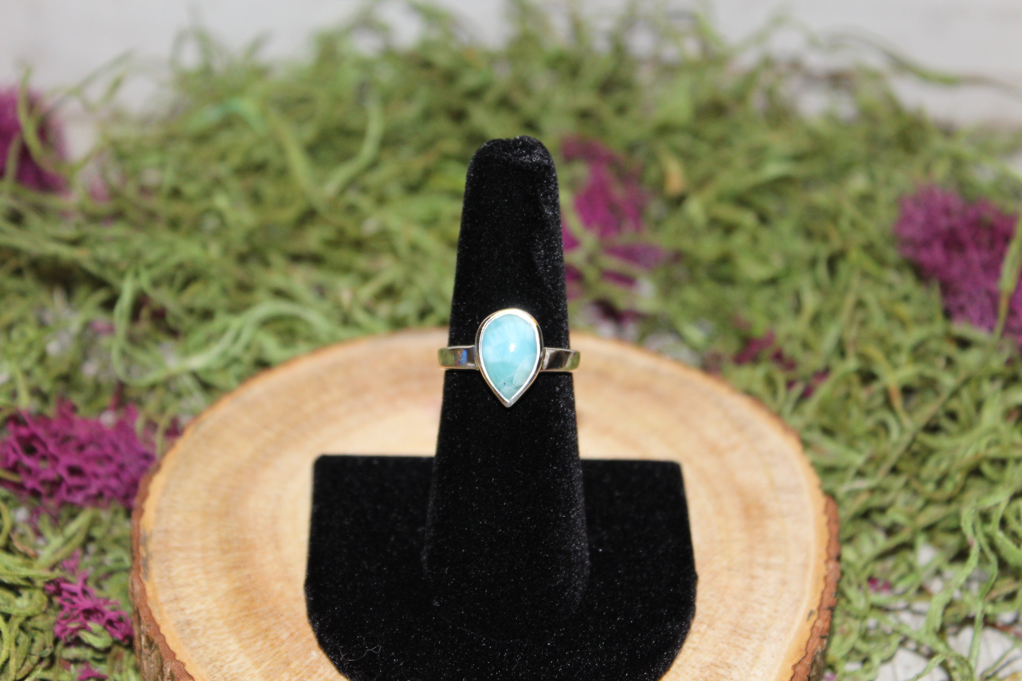 Larimar Teardrop Sterling Silver Ring