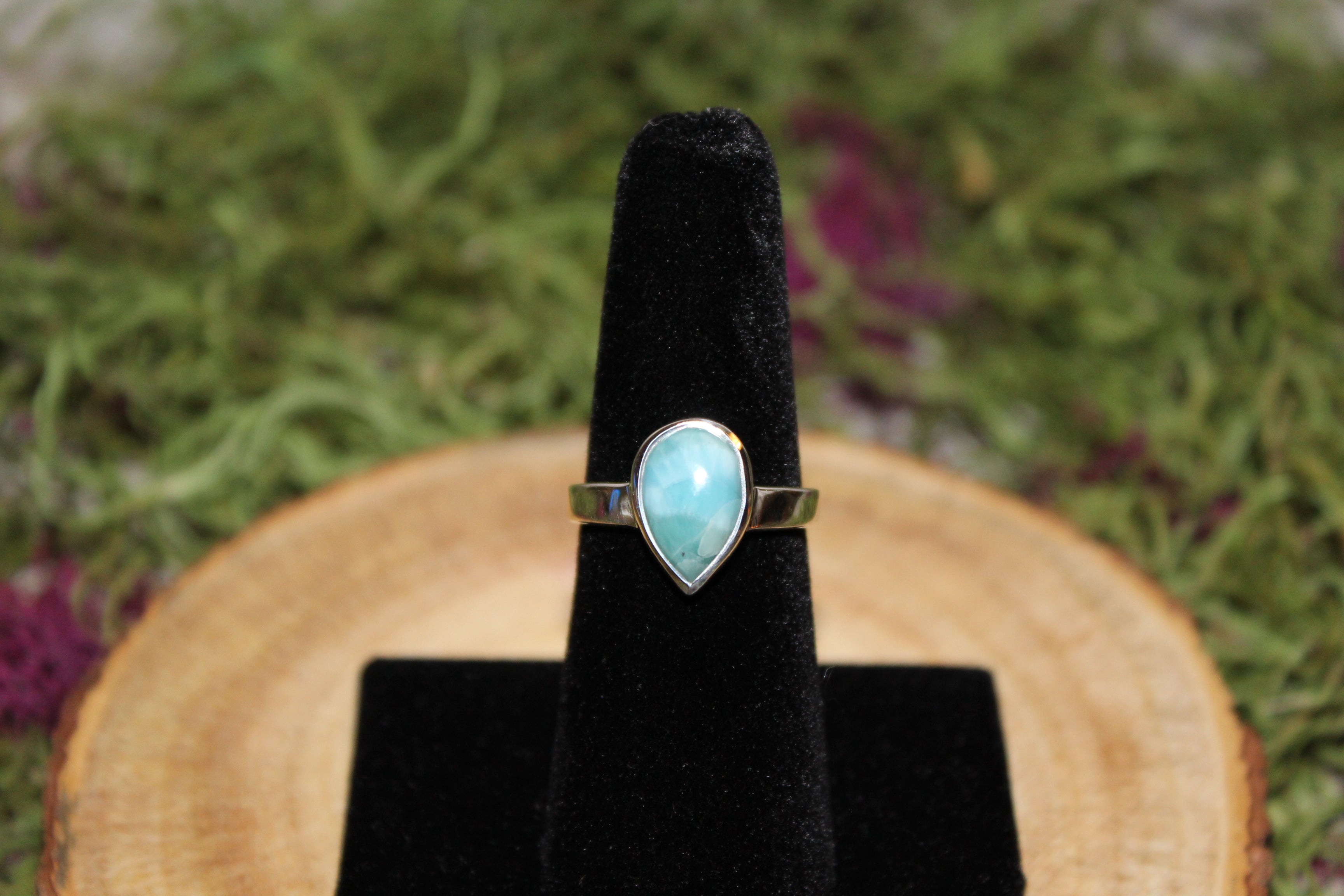 Larimar Teardrop Sterling Silver Ring