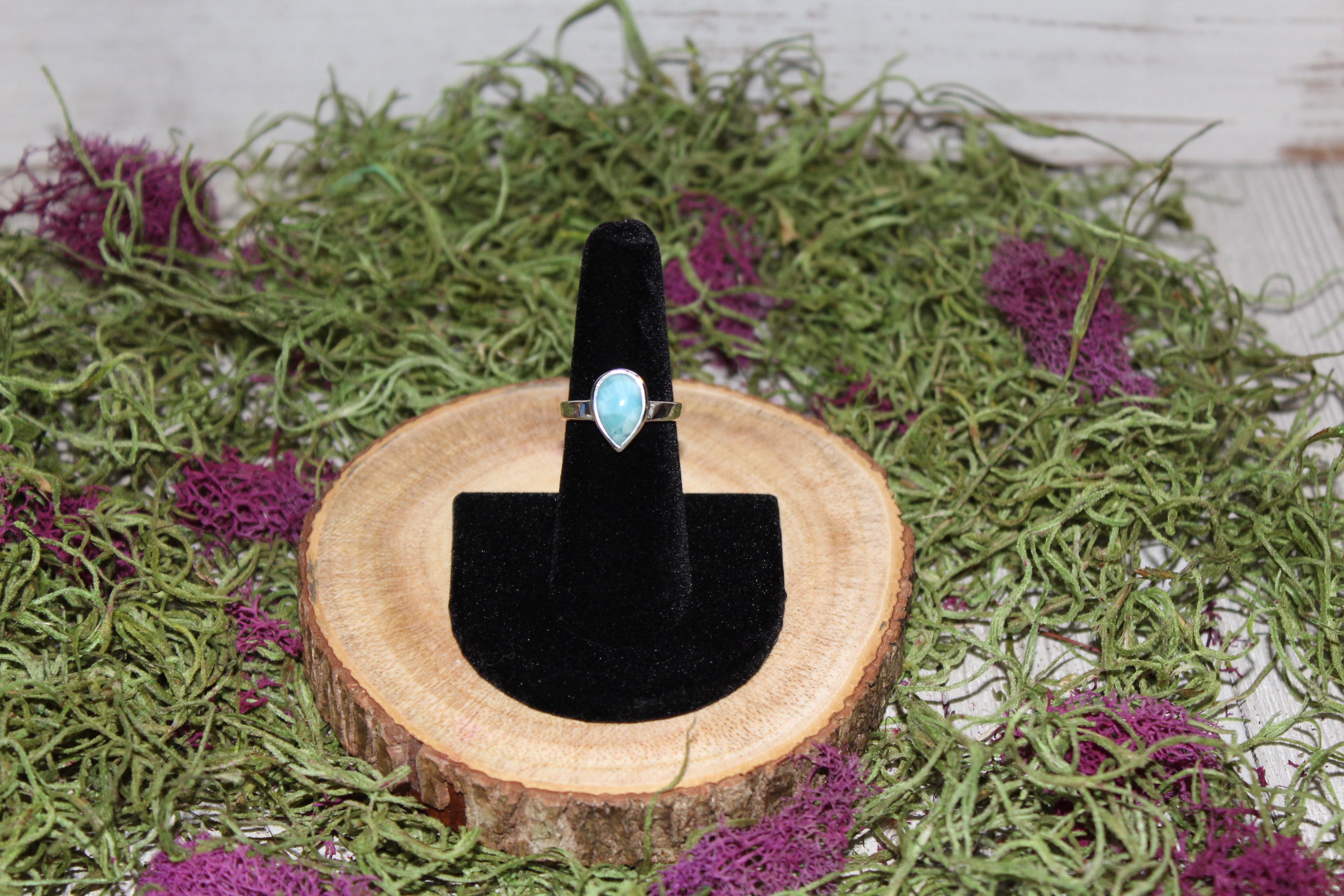 Larimar Teardrop Sterling Silver Ring