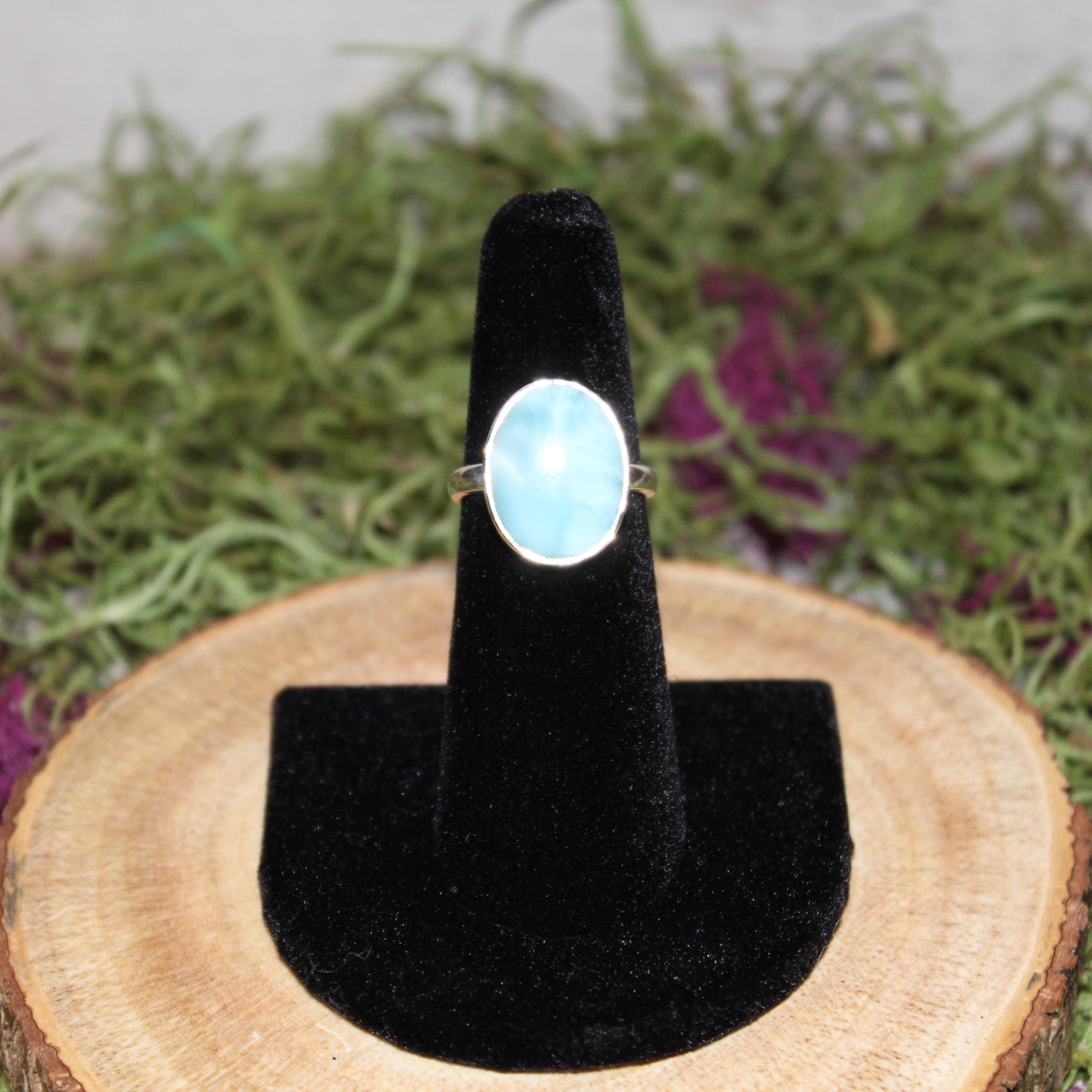 Larimar Oval Sterling Silver Ring