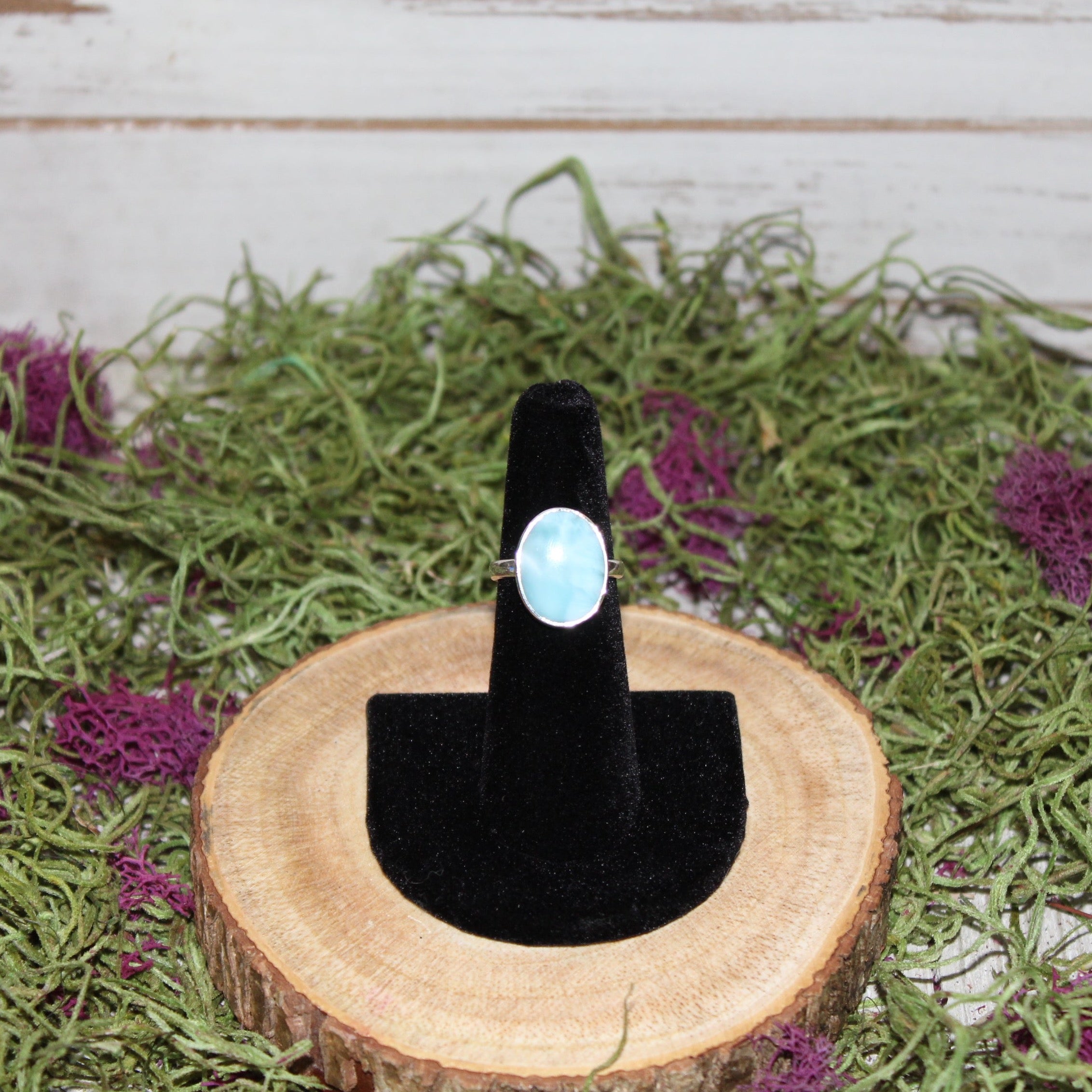 Larimar Oval Sterling Silver Ring