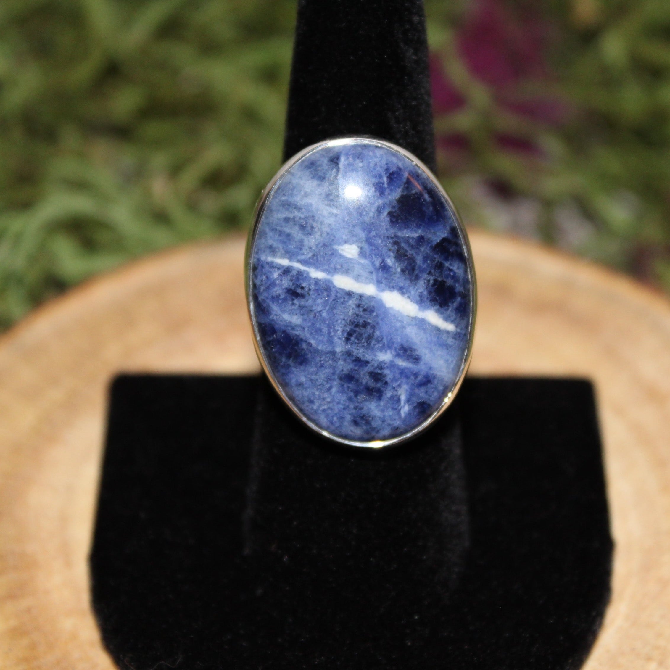 Sodalite Adjustable Sterling Silver Ring