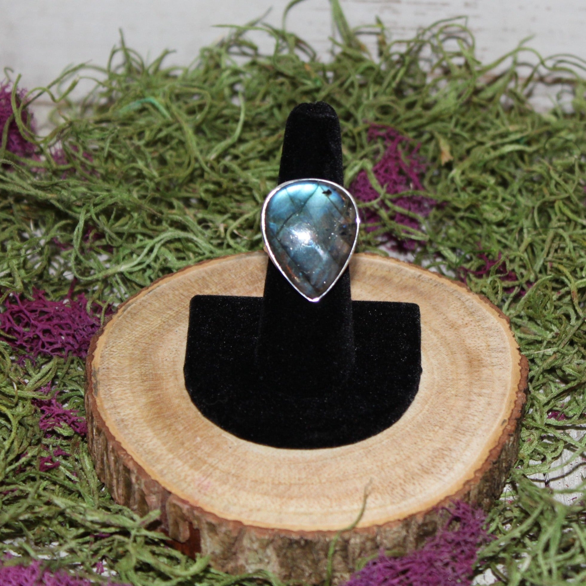 Labradorite Teardrop Adjustable Sterling Silver Ring