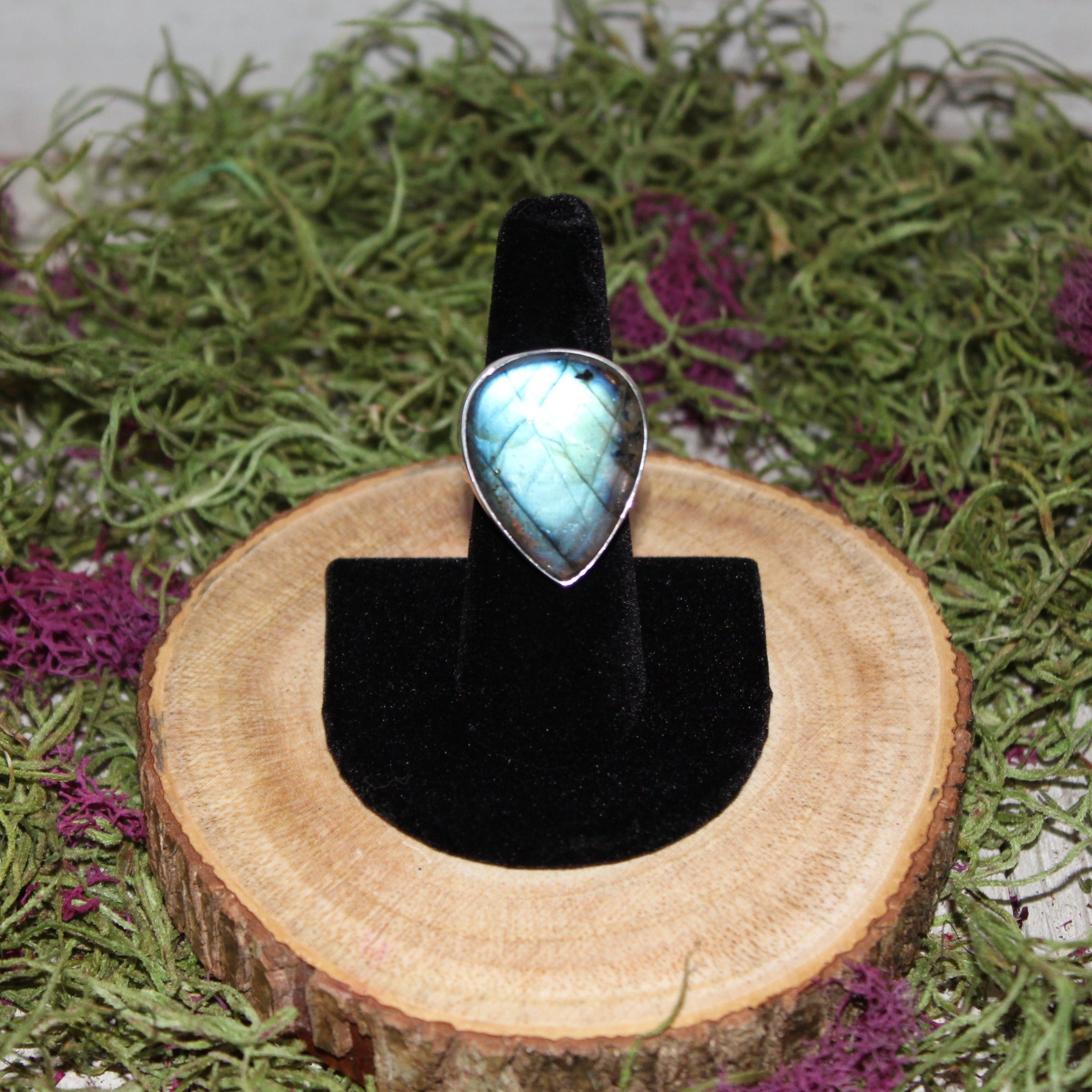 Labradorite Teardrop Adjustable Sterling Silver Ring