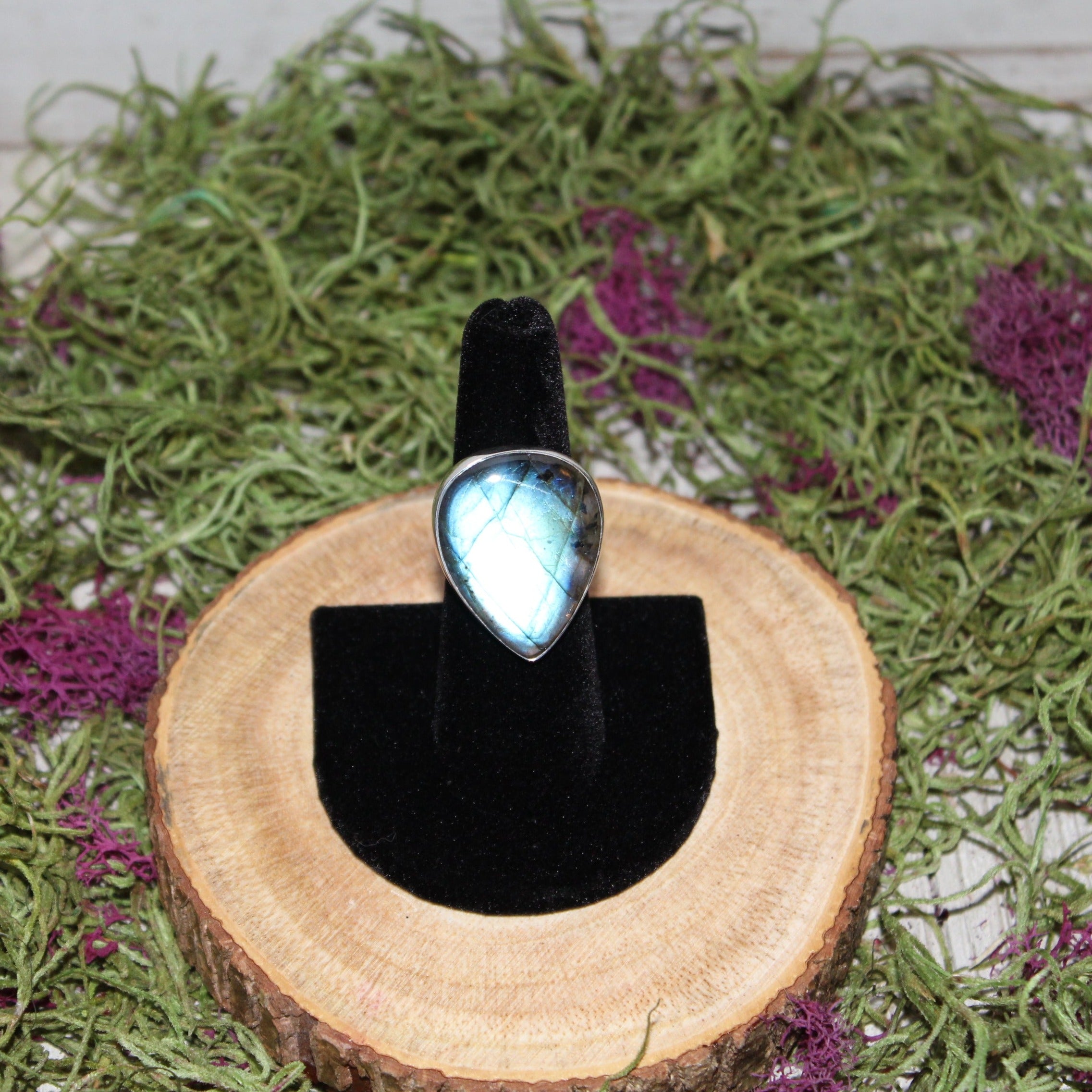 Labradorite Teardrop Adjustable Sterling Silver Ring