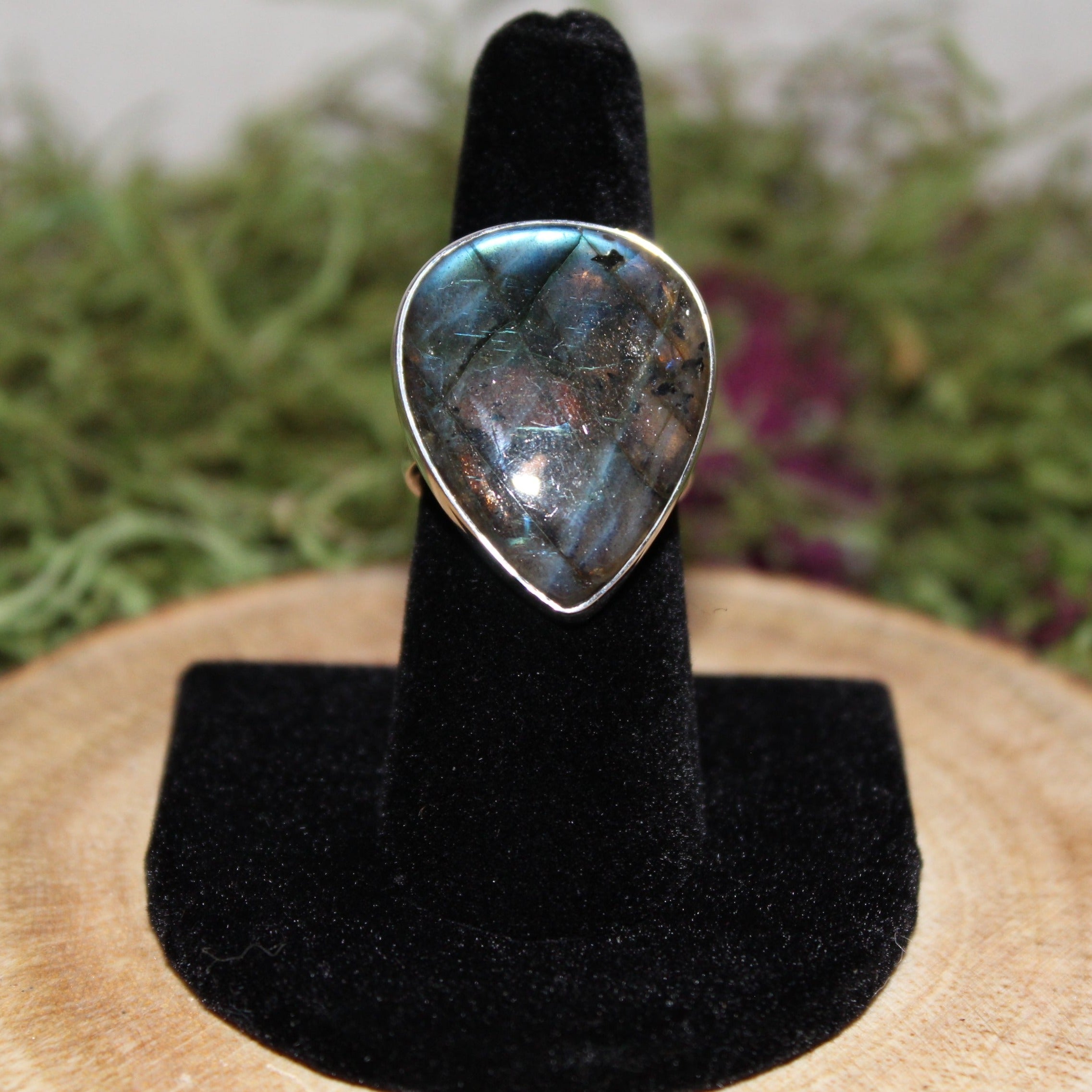 Labradorite Teardrop Adjustable Sterling Silver Ring