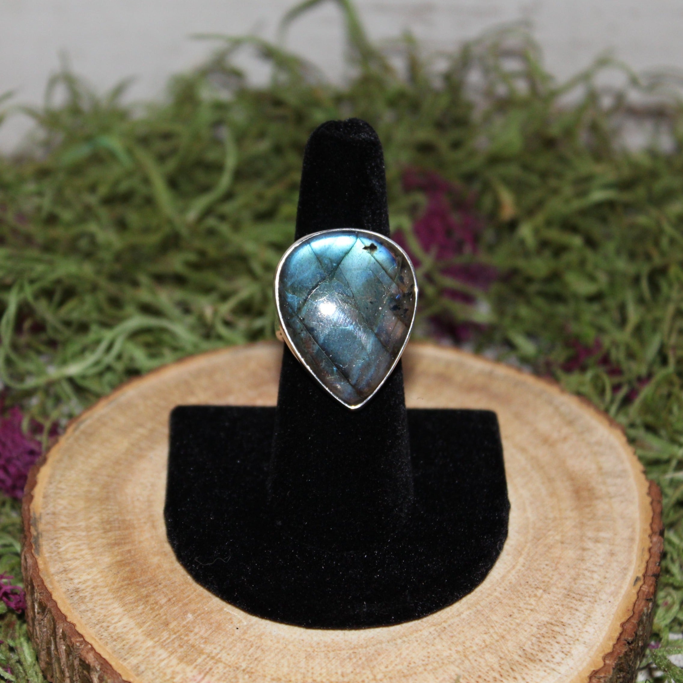 Labradorite Teardrop Adjustable Sterling Silver Ring