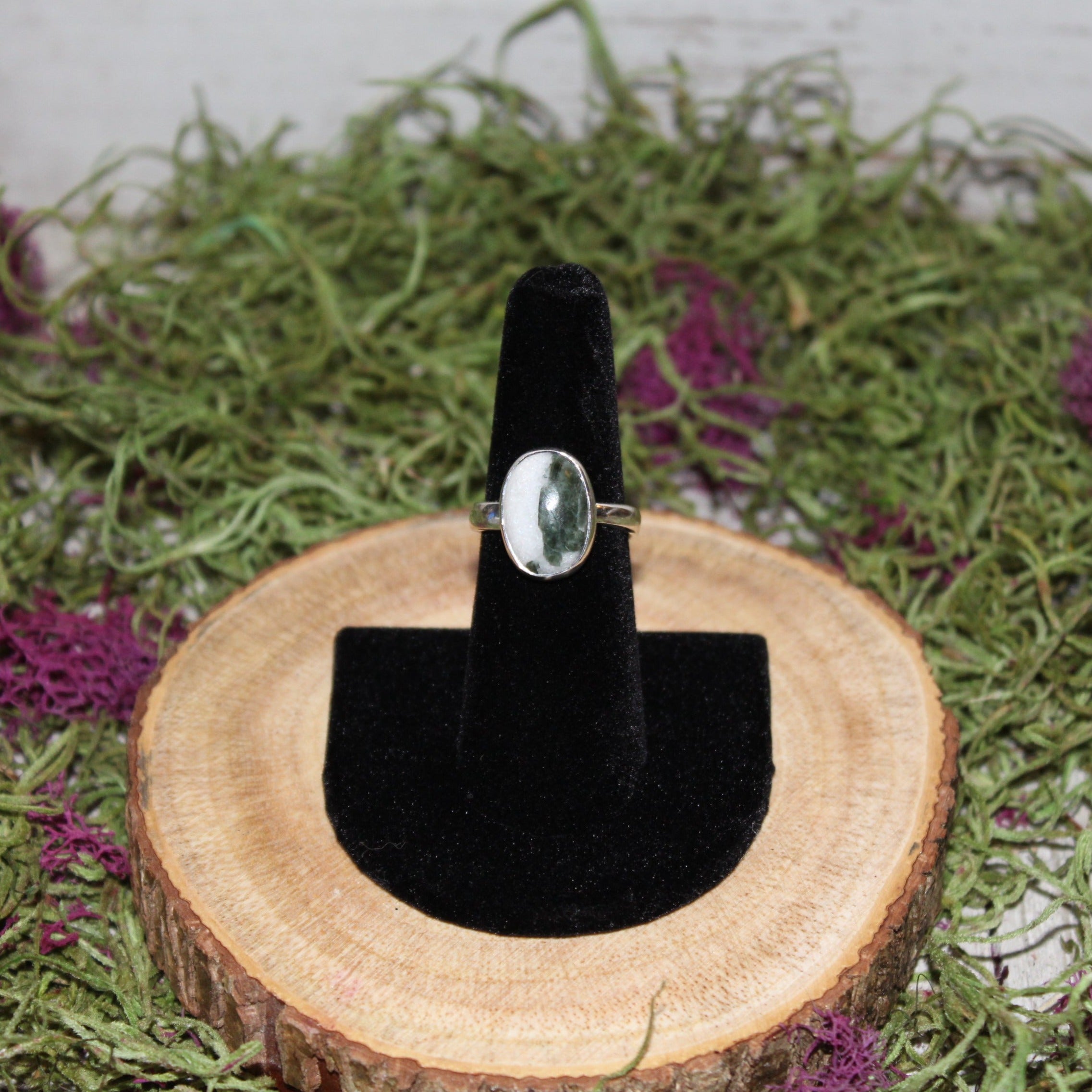 Green Tourmaline Adjustable Sterling Silver Ring