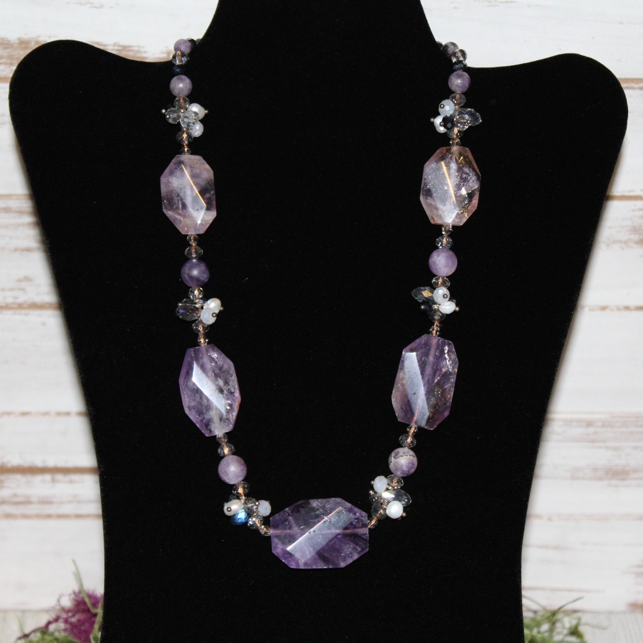 Amethyst and Fresh Water Cultured Pearl Necklace