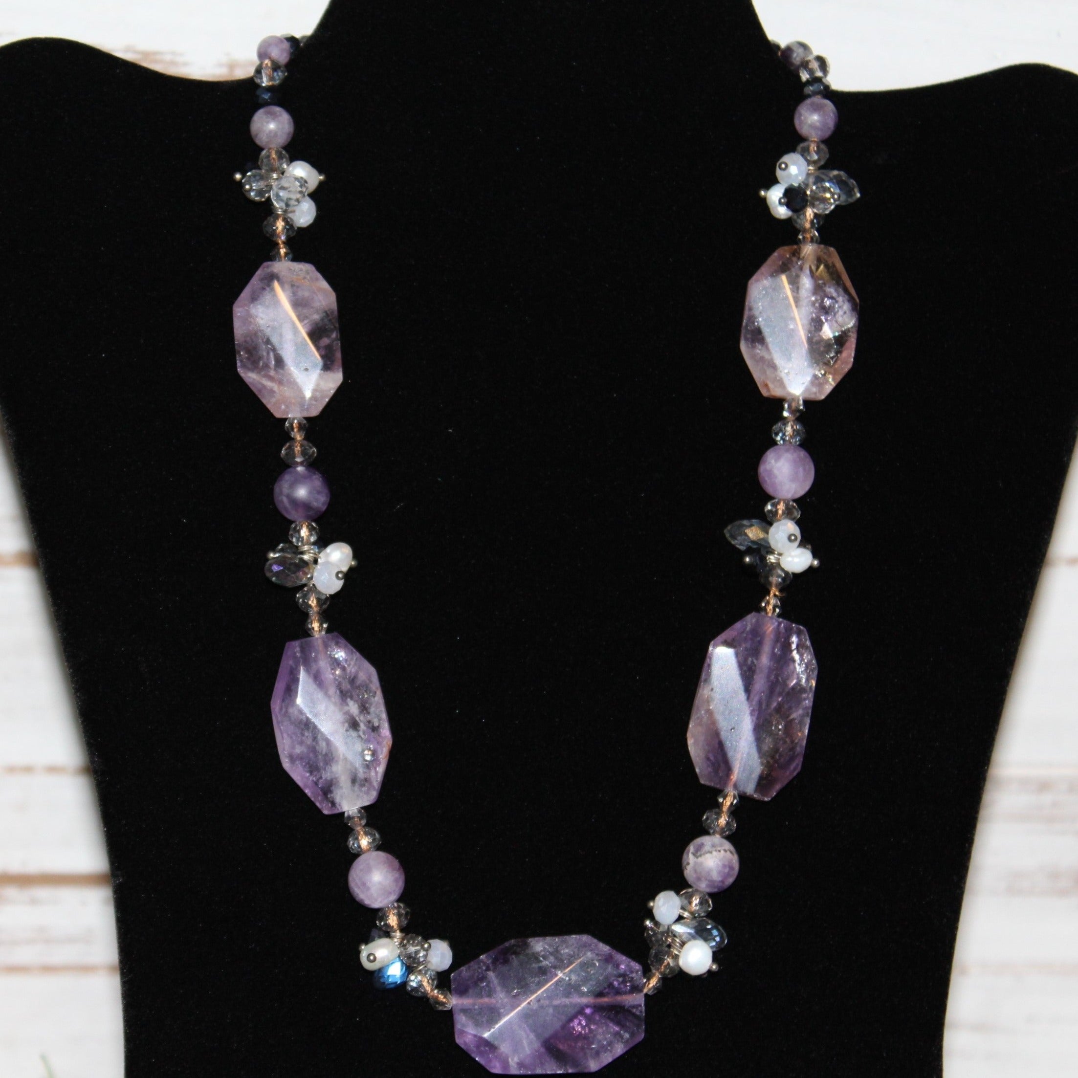 Amethyst and Fresh Water Cultured Pearl Necklace