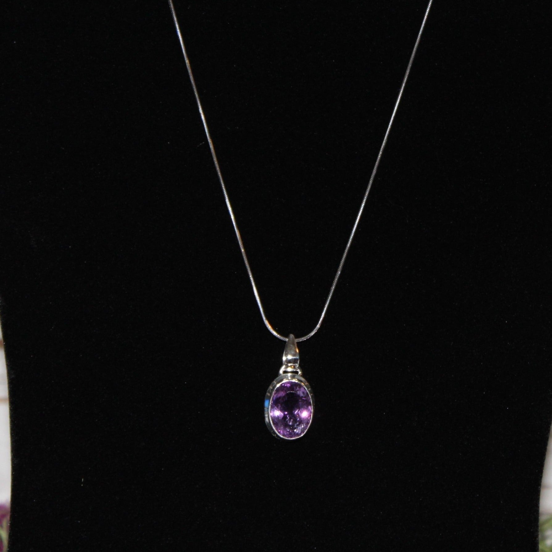 Amethyst Pendant and Sterling Silver Chain