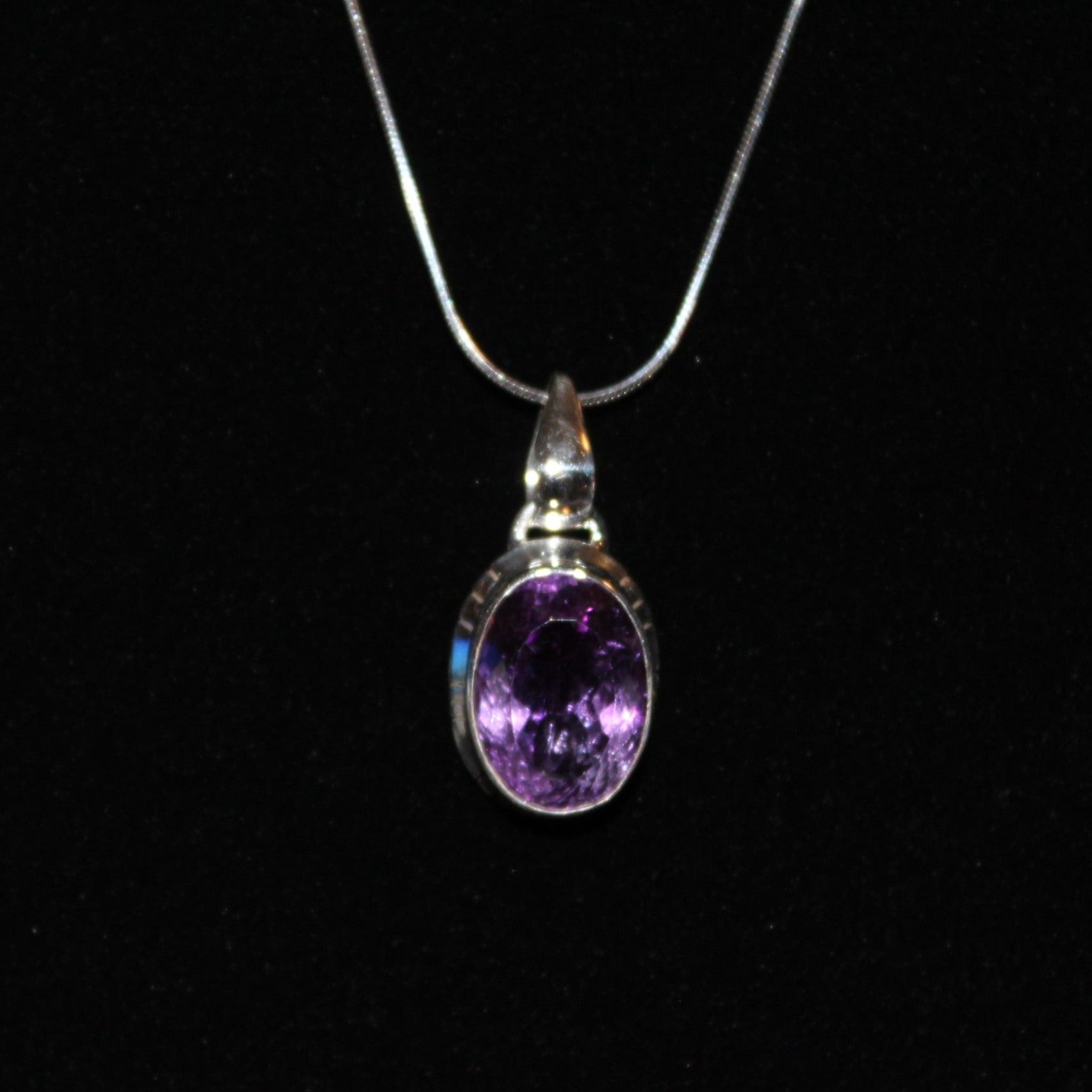 Amethyst Pendant and Sterling Silver Chain