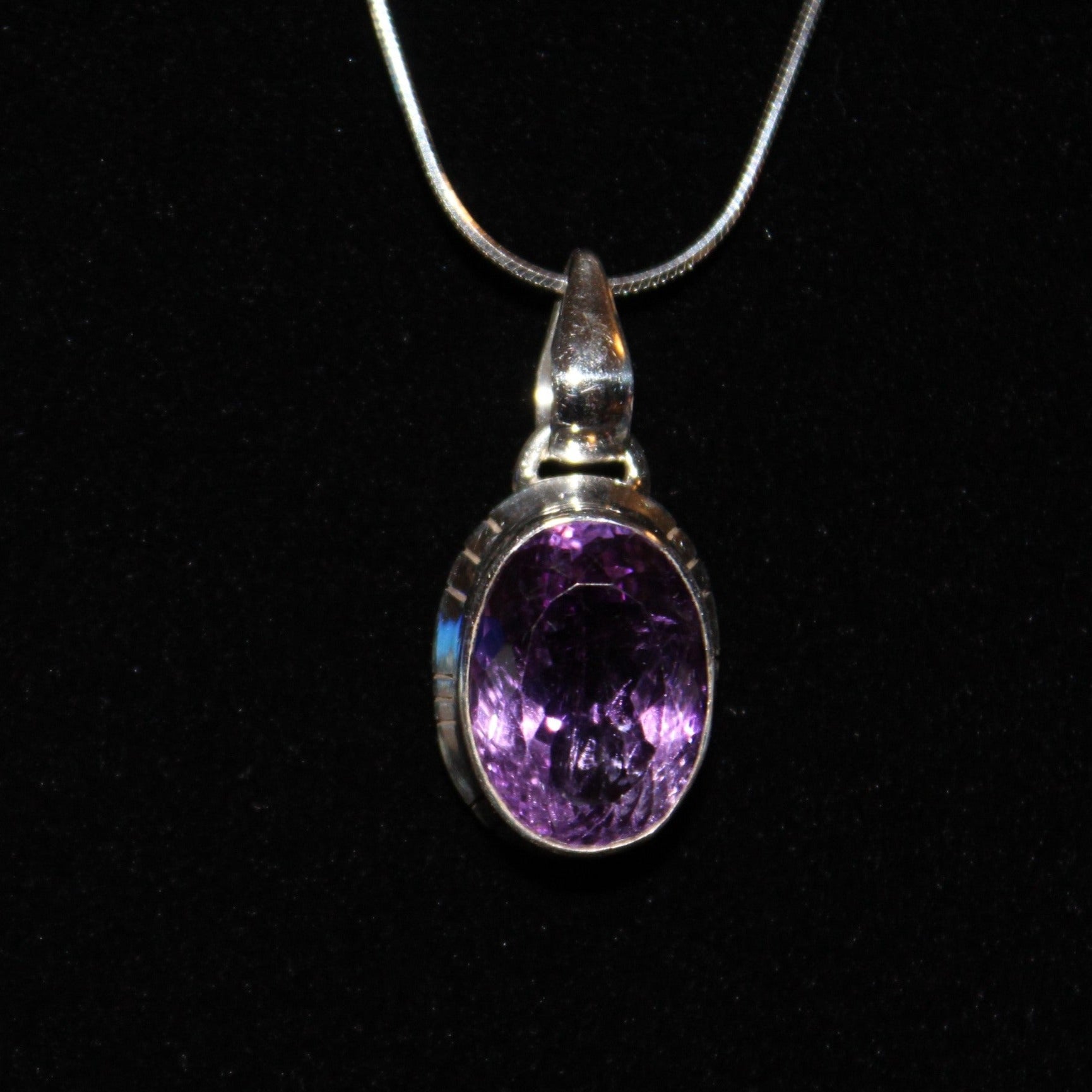 Amethyst Pendant and Sterling Silver Chain