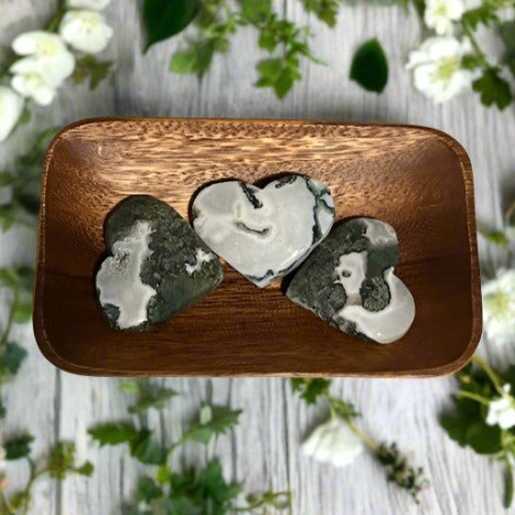 Large Moss Agate Hearts