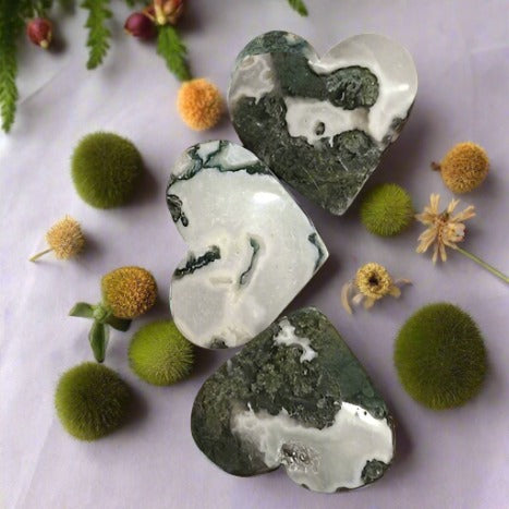 Large Moss Agate Hearts