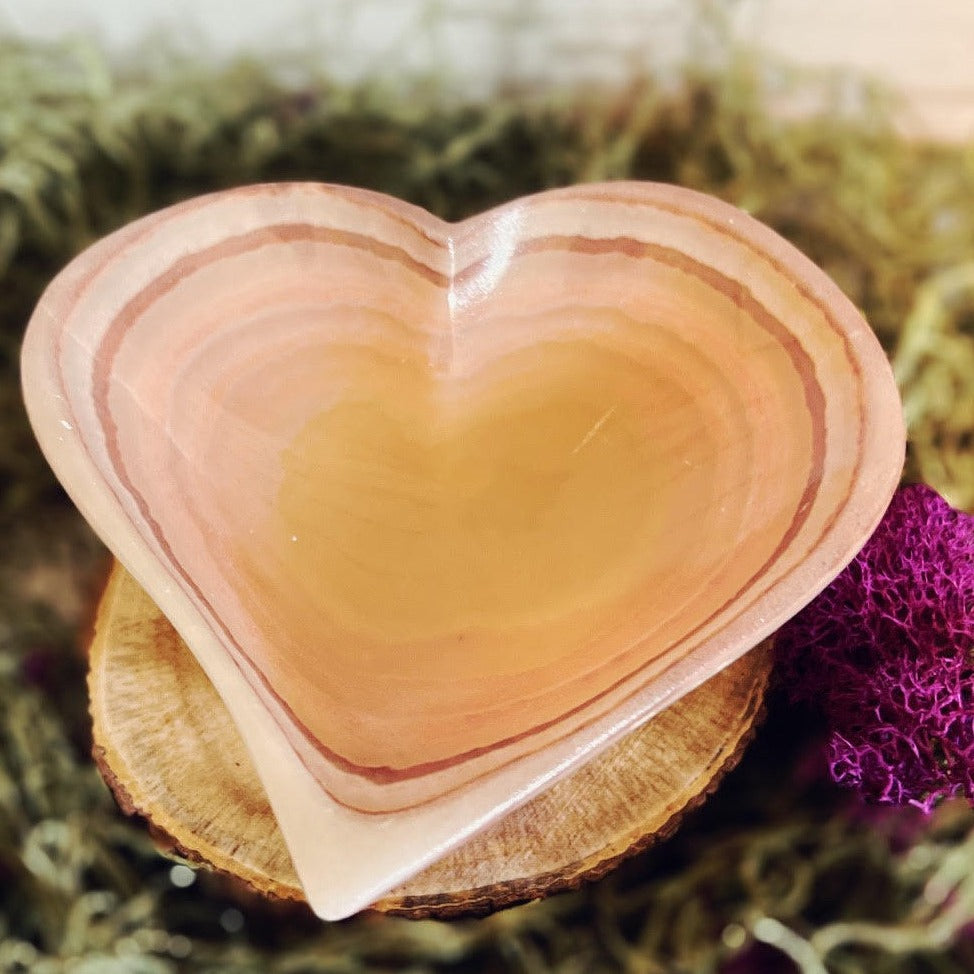 Banded Calcite Heart Bowl