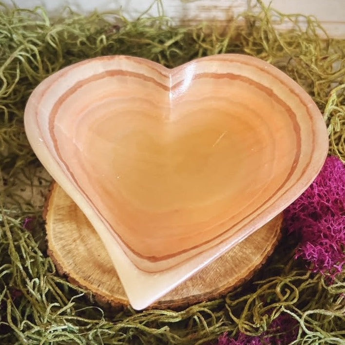 Banded Calcite Heart Bowl