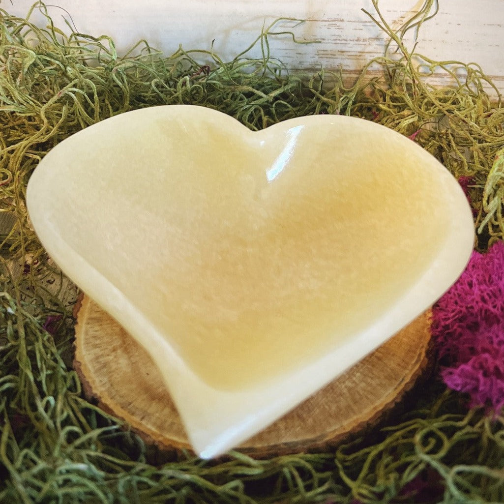 Golden Calcite Heart Bowl