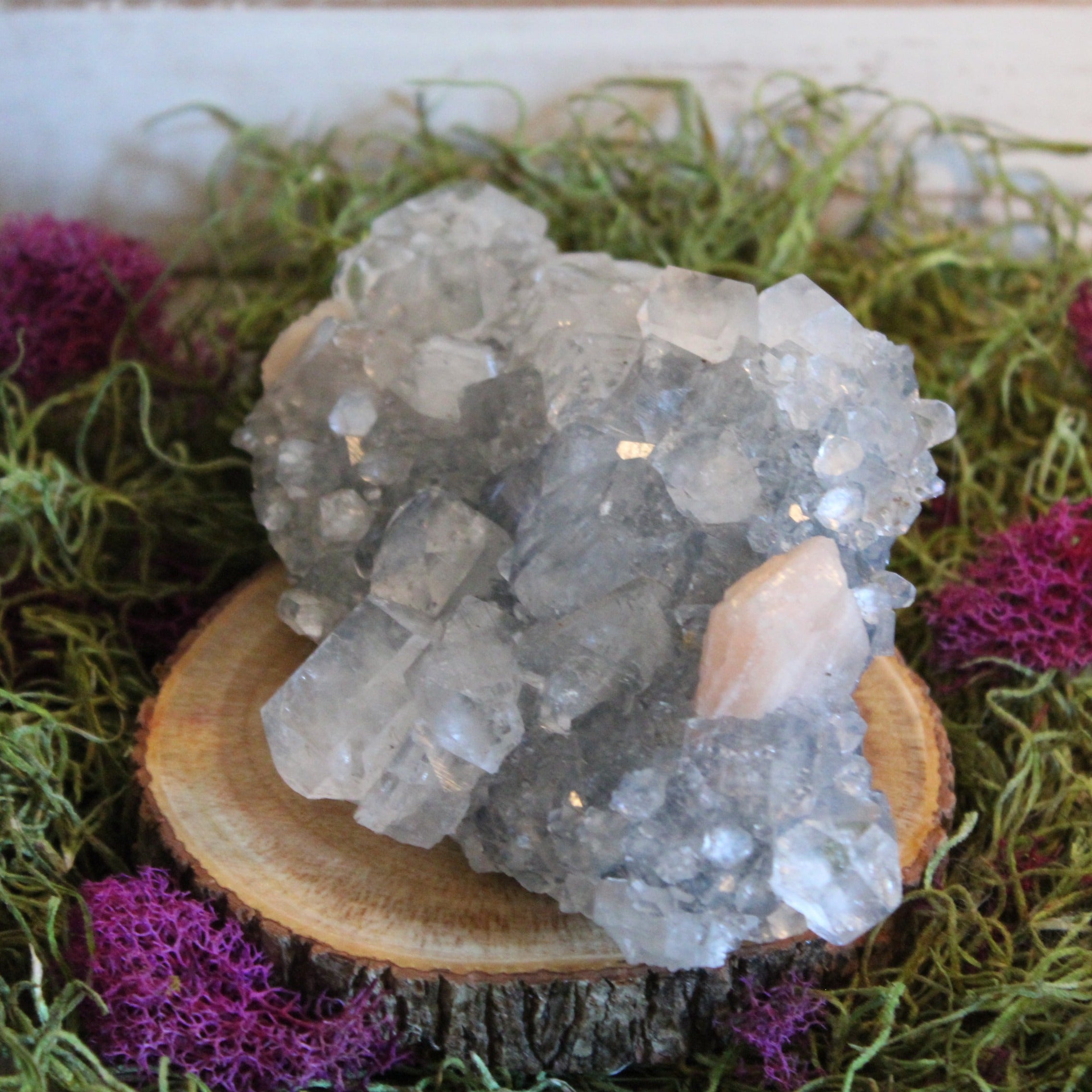 Blue Chalcedony, Peach Stilbite and Apophyllite