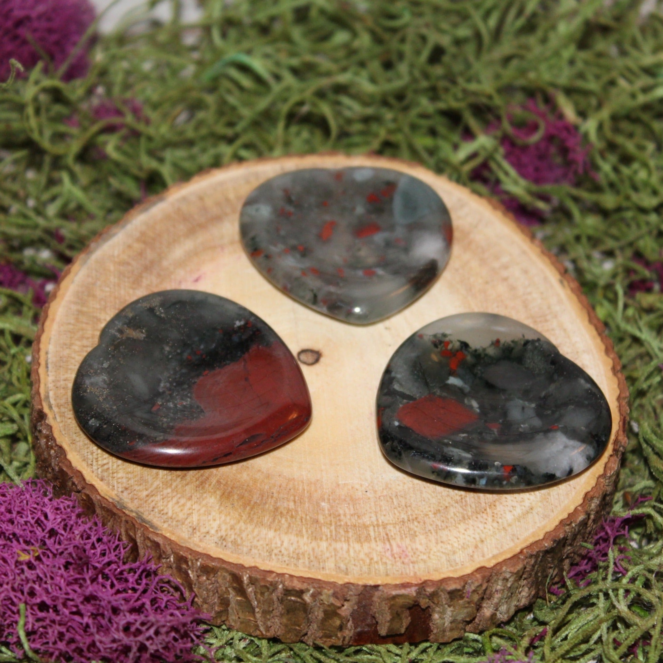 Bloodstone Heart Shaped Palm Stone/Worry Stone