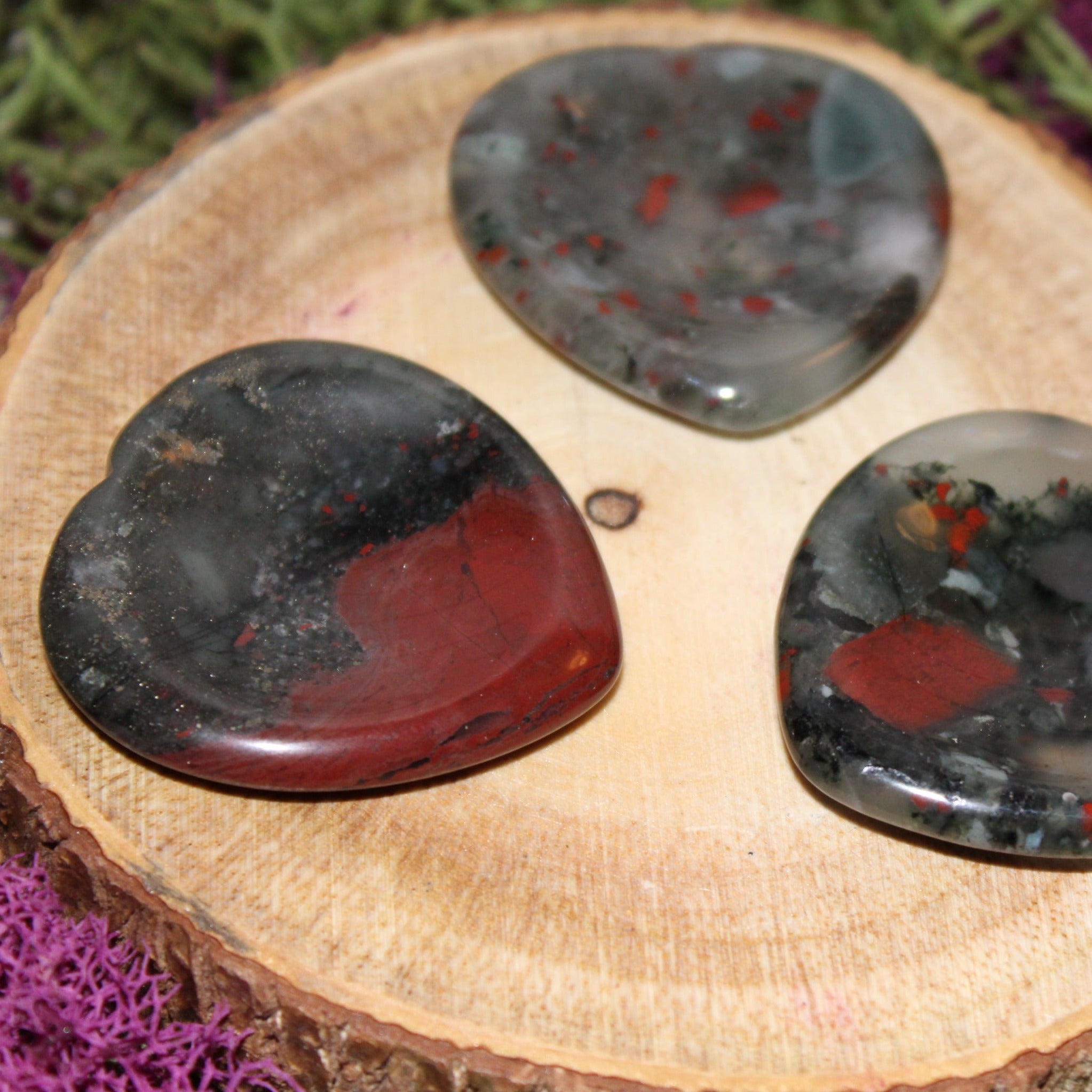 Bloodstone Heart Shaped Palm Stone/Worry Stone