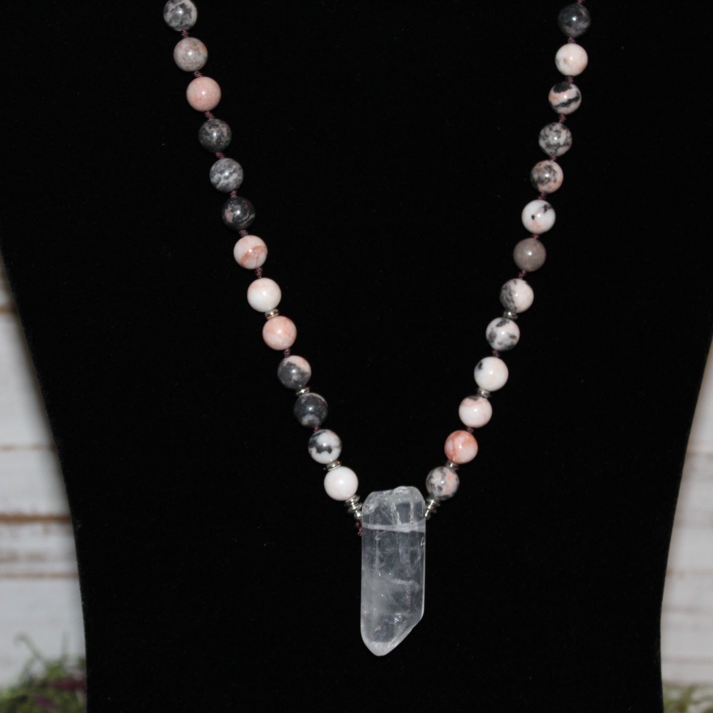 Agate and Clear Quartz Necklace