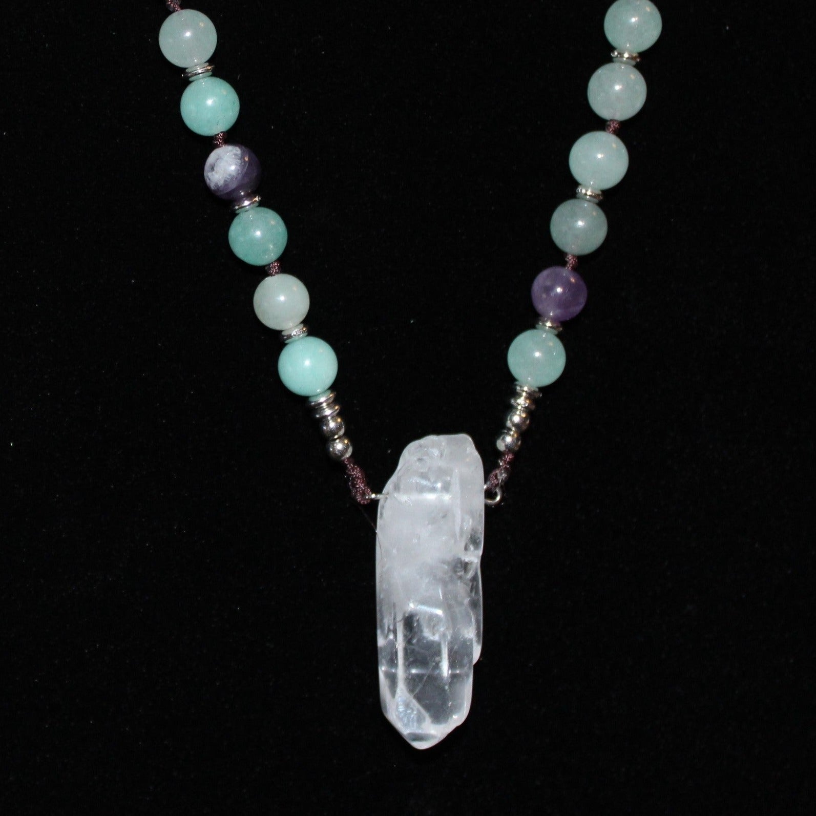 Fluorite Beaded and Clear Quartz Necklace