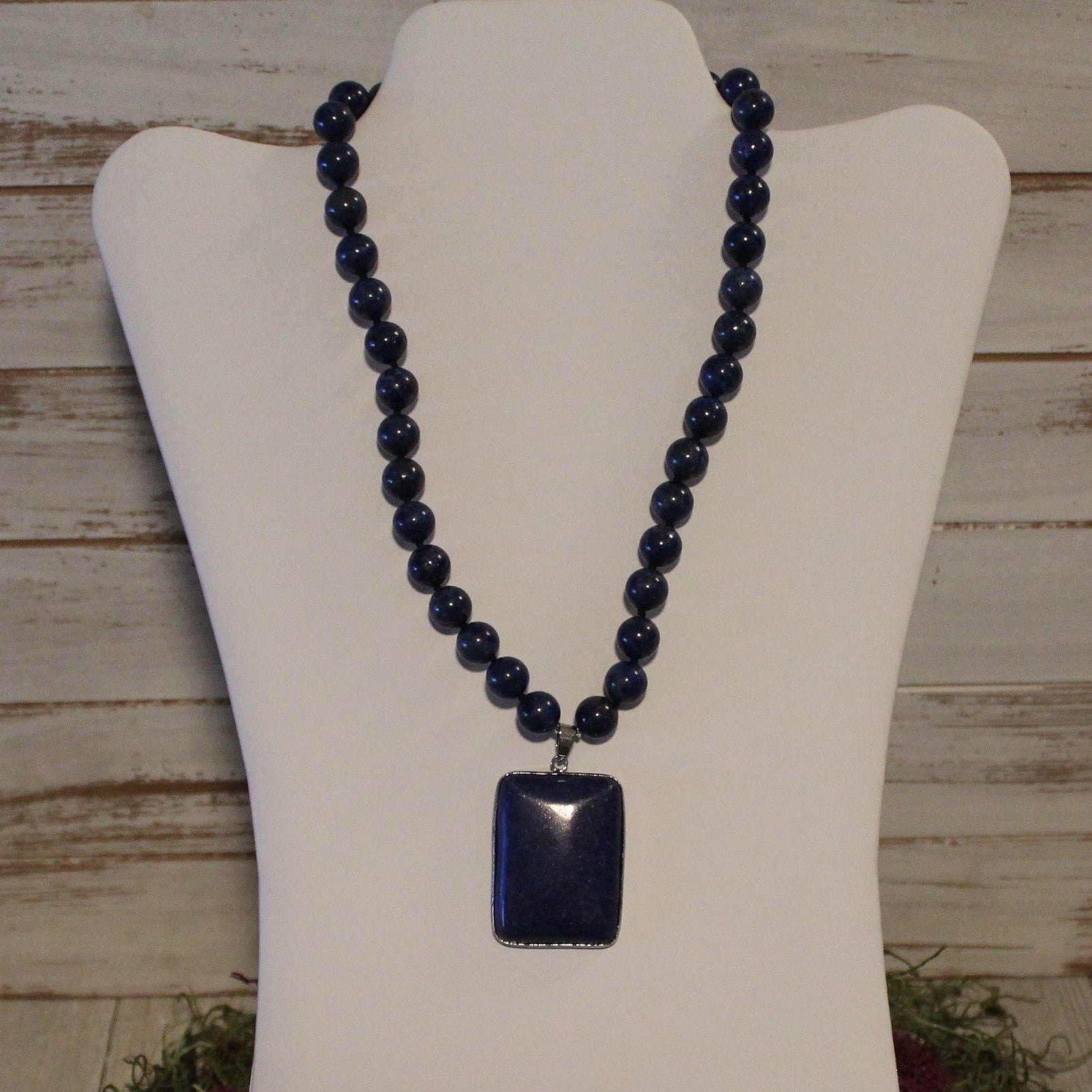 Lapis Lazuli Beaded Necklace and Pendant