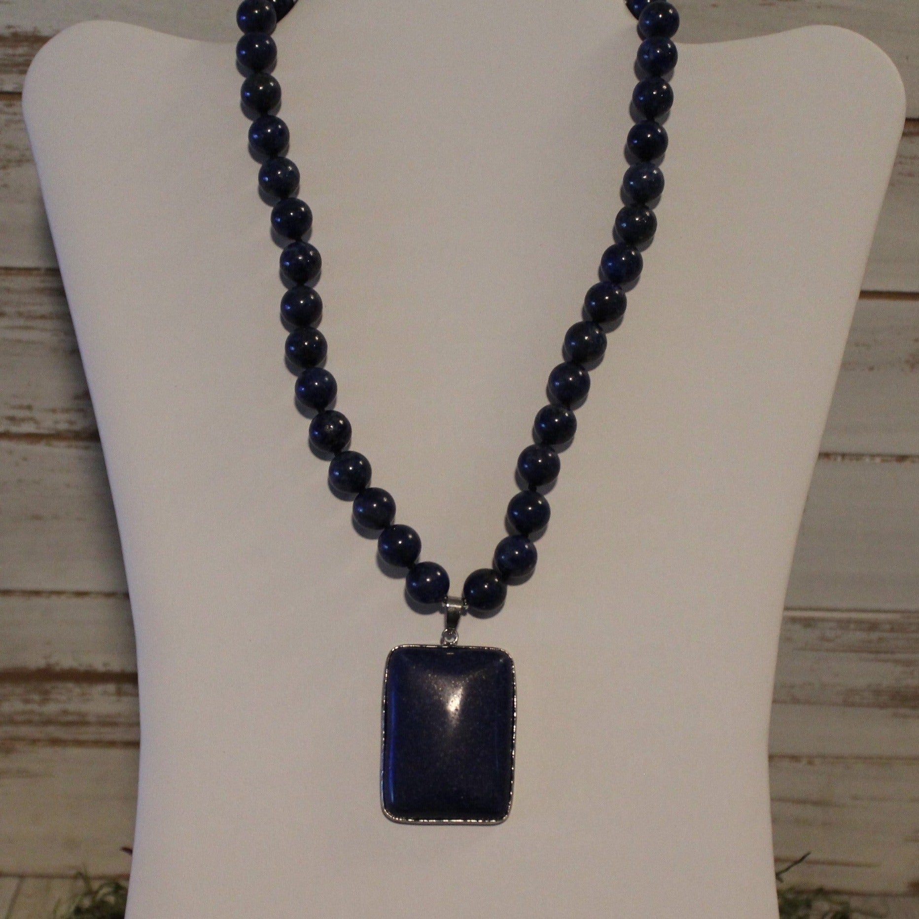 Lapis Lazuli Beaded Necklace and Pendant