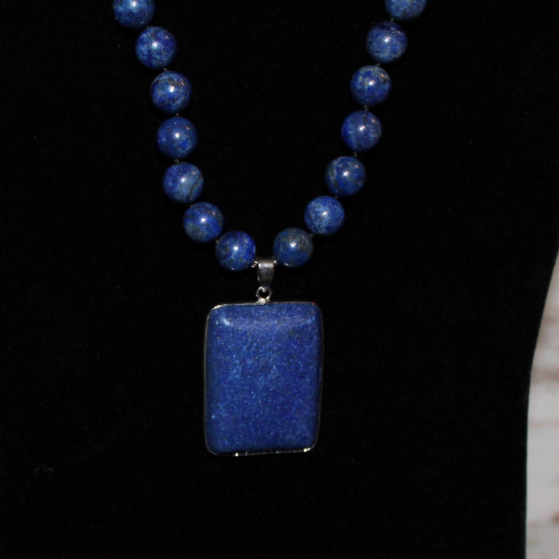 Lapis Lazuli Beaded Necklace and Pendant